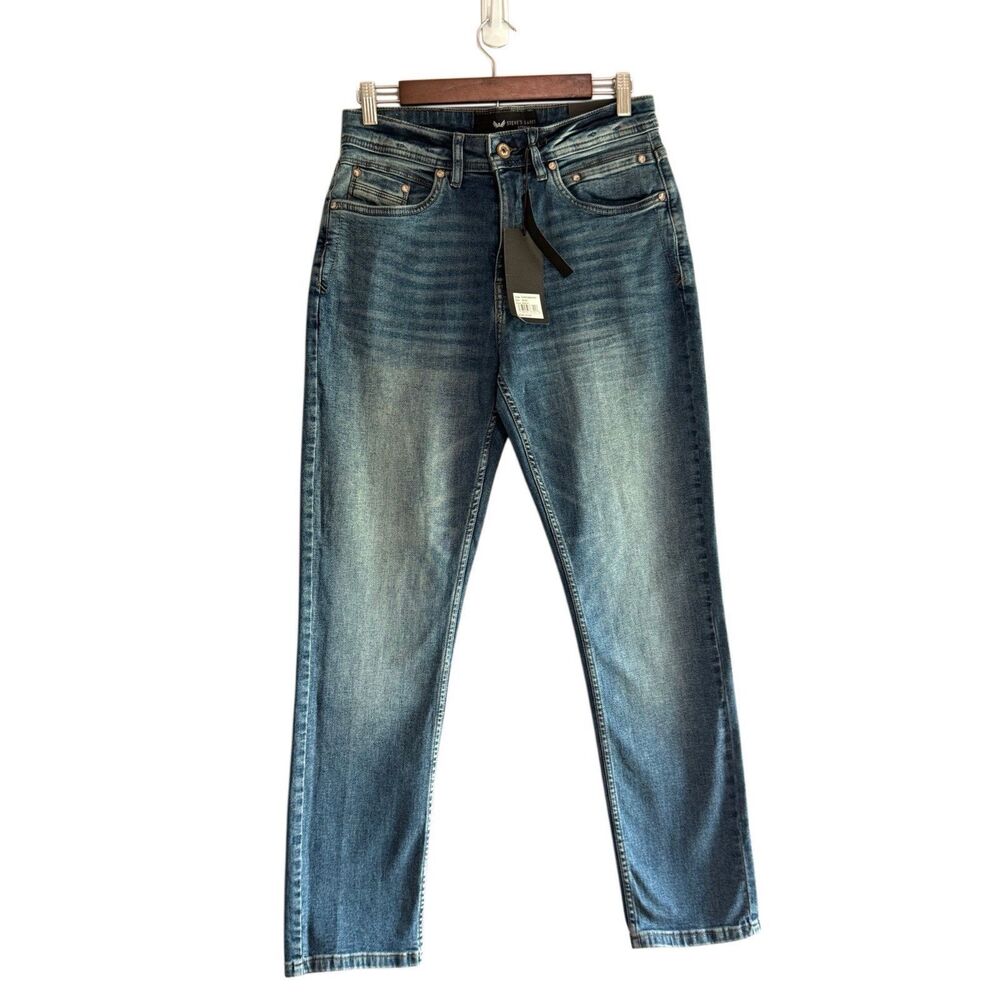 NWT‎ Steve's Jeans Mens 30x30 Straight Fit Blue Wash Stretch Casual Denim Pants